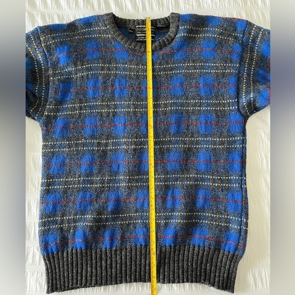 LEO CHEVALIER Vintage Wool Plaid Crew Neck Pullover Grandpa Sweater Unisex - Picture 14 of 15
